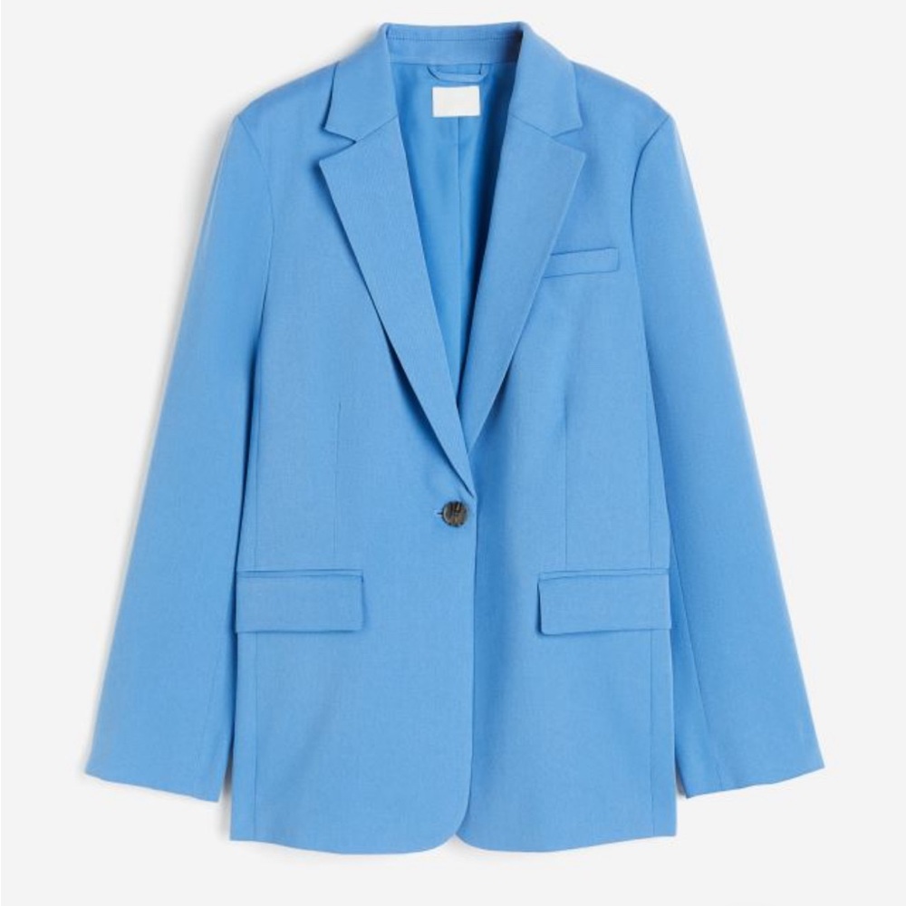 H&M Single-breasted Twill Blazer in Sky Blue